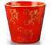 Keramický obal červený so zlatým ornamentom 140 x 130 mm